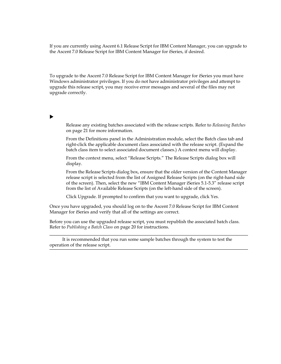 Upgrading the release script, Important note about upgrading, Upgrade instructions | Kofax Ascen 7.0 Release Script User Manual | Page 14 / 32