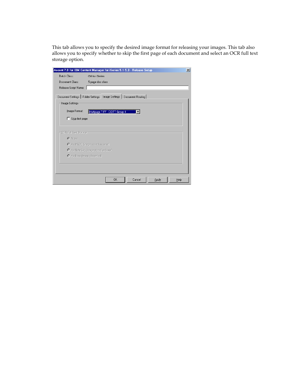 Image settings tab | Kofax Ascen 7.0 Release Script User Manual | Page 22 / 32