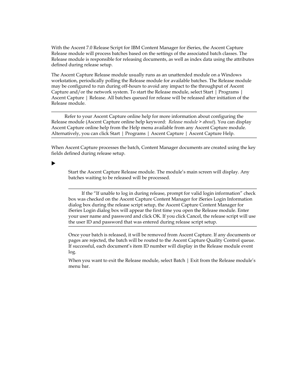 Releasing batches | Kofax Ascen 7.0 Release Script User Manual | Page 25 / 32