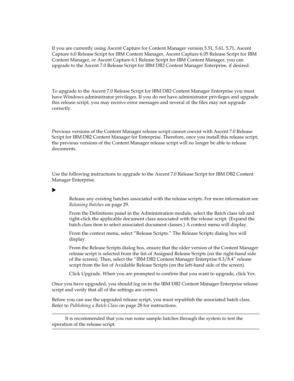 Upgrading the release script, Important note about upgrade, Upgrade instructions | Kofax Ascen 7.0 Release Script User Manual | Page 23 / 48
