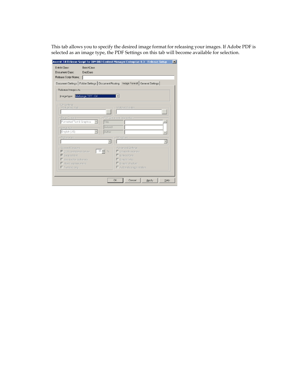 Image format tab | Kofax Ascen 7.0 Release Script User Manual | Page 32 / 48