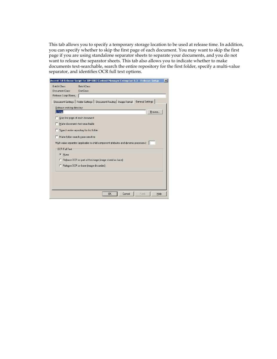 General settings tab | Kofax Ascen 7.0 Release Script User Manual | Page 33 / 48