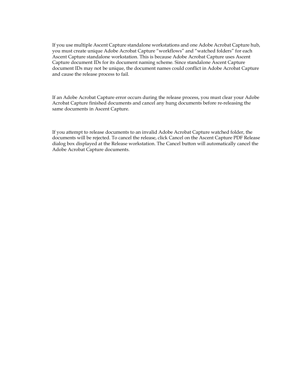 Re-releasing documents in error, Invalid watched folders | Kofax Ascen 7.0 Release Script User Manual | Page 18 / 36