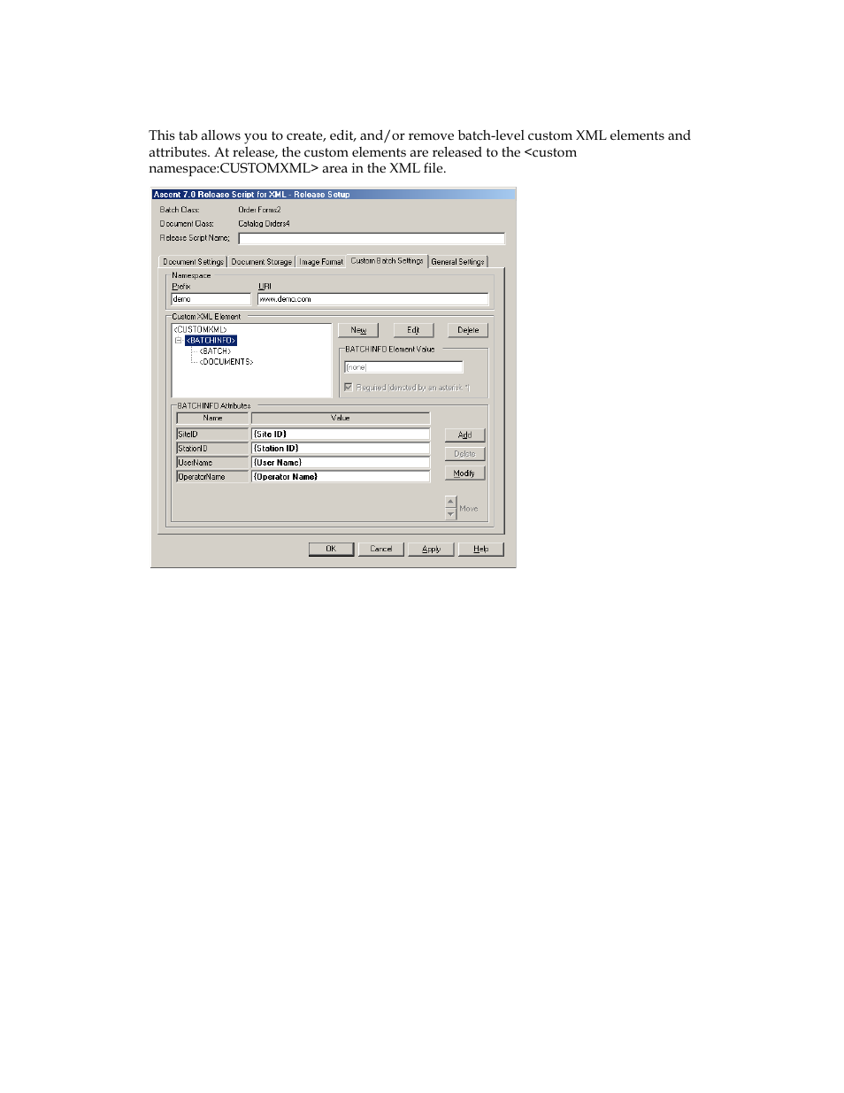 Custom batch settings tab | Kofax Ascen 7.0 Release Script User Manual | Page 28 / 36