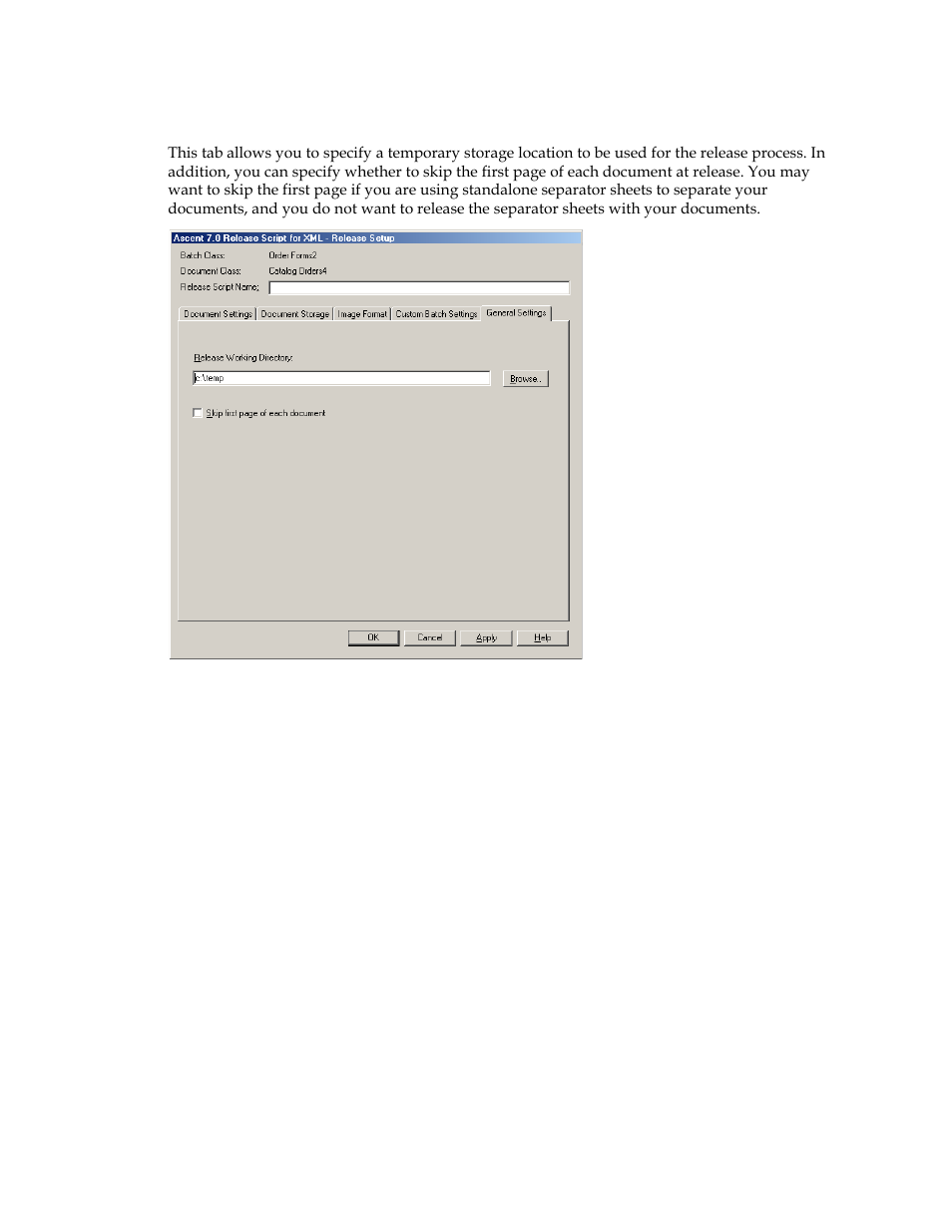 General settings tab | Kofax Ascen 7.0 Release Script User Manual | Page 29 / 36