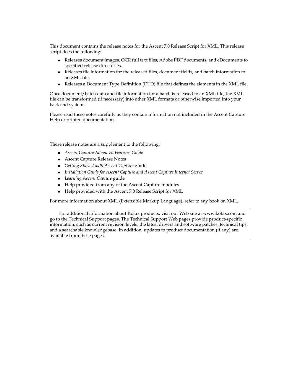 Introduction, Additional documentation | Kofax Ascen 7.0 Release Script User Manual | Page 5 / 36