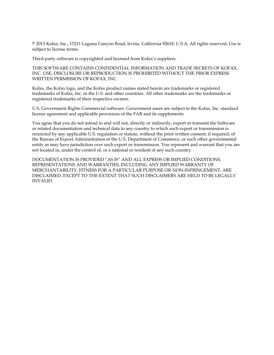 Legal notice | Kofax Export Connector 8.2.0 User Manual | Page 2 / 10