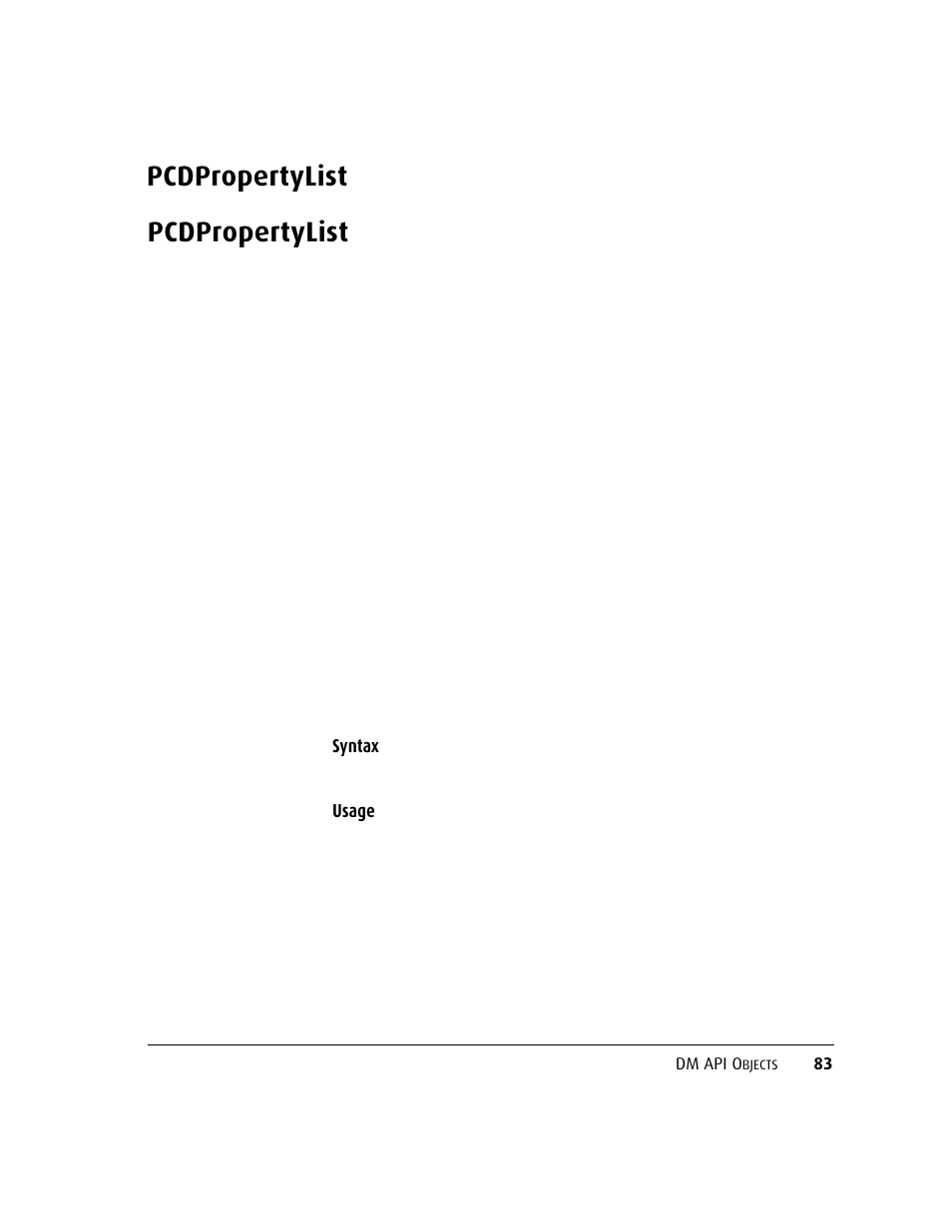 Pcdpropertylist, Pcdpropertylist 83 | Kofax DM API User Manual | Page 103 / 528