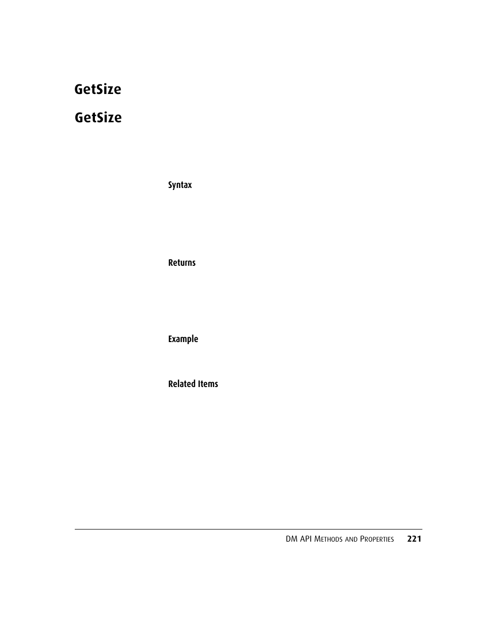 Getsize | Kofax DM API User Manual | Page 241 / 528