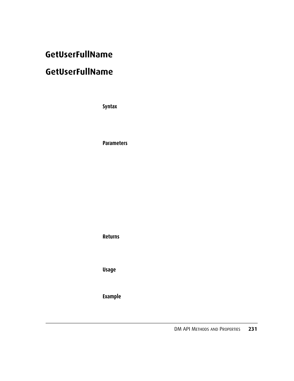 Getuserfullname | Kofax DM API User Manual | Page 251 / 528