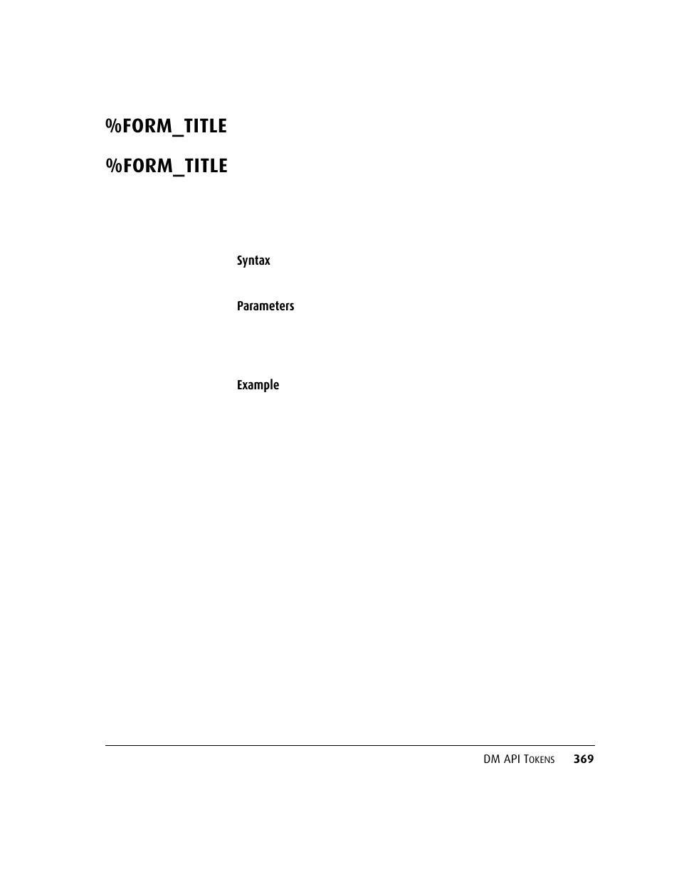 Form_title, Syntax, Parameters example | Kofax DM API User Manual | Page 389 / 528
