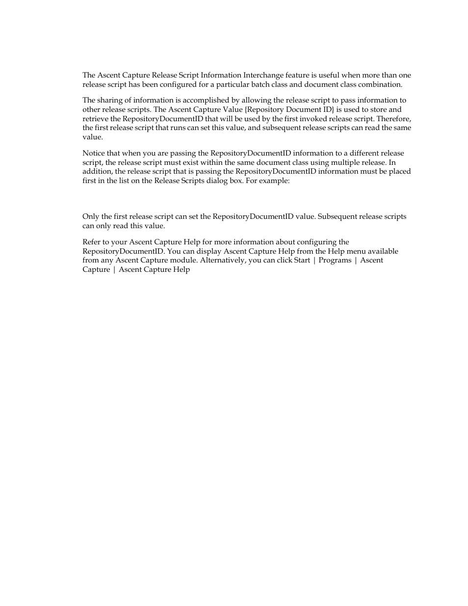 Sharing data among release scripts | Kofax Ascen 7.5 Release Script for Hummingbird DM 6.0 User Manual | Page 19 / 45