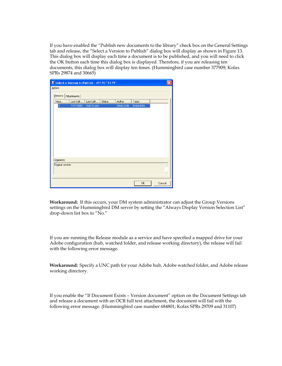 Adobe acrobat capture error | Kofax Ascen 7.5 Release Script for Hummingbird DM 6.0 User Manual | Page 41 / 45