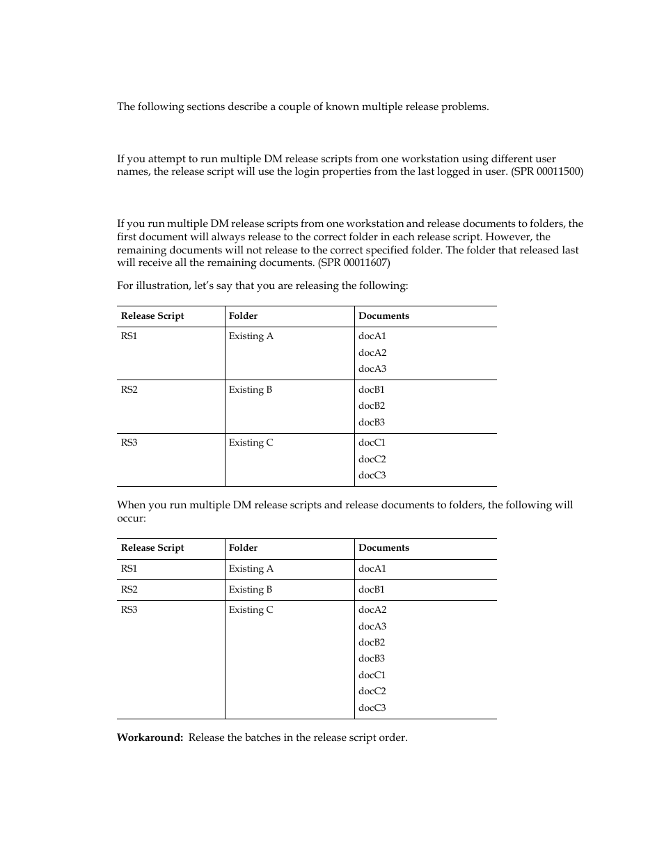 Multiple release problems, Using duplicate user names, Releasing documents with multiple release | Kofax Ascen 7.5 Release Script for Hummingbird DM 6.0 User Manual | Page 43 / 45