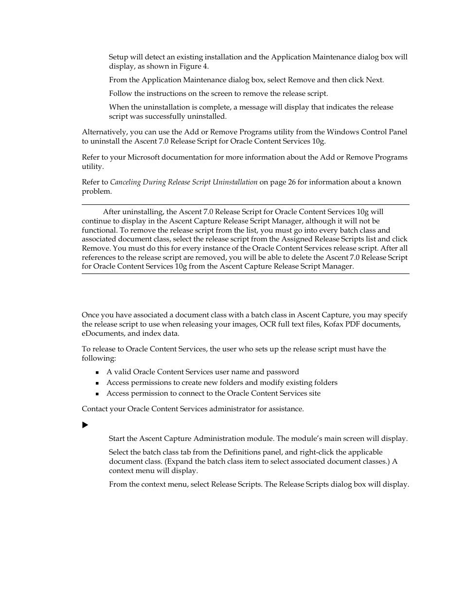 Logging on to the release script | Kofax Ascen 7.0 Release Script for Oracle Content Services 10g User Manual | Page 20 / 34