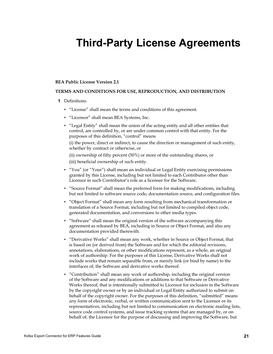 Third-party license agreements | Kofax Export Connector for ERP 2.4.9 User Manual | Page 21 / 26