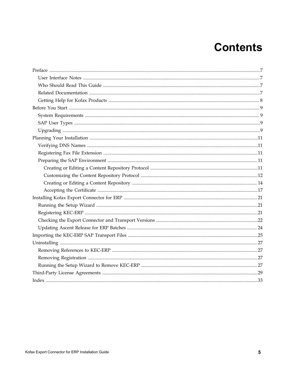 Kofax Export Connector for ERP 2.4.9 User Manual | Page 5 / 34