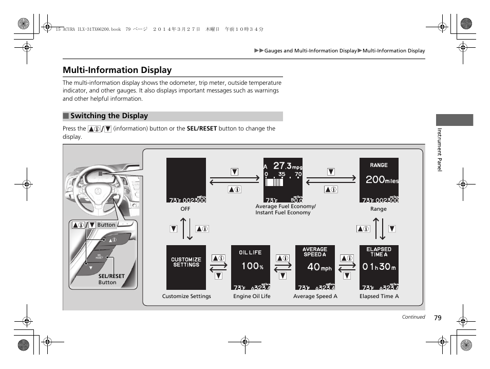 P 79, P 79), Multi-information display | Acura 2015 ILX - Owner's Manual User Manual | Page 80 / 353