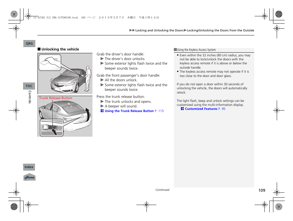 Acura 2014 ILX Hybrid - Owner's Manual User Manual | Page 110 / 365
