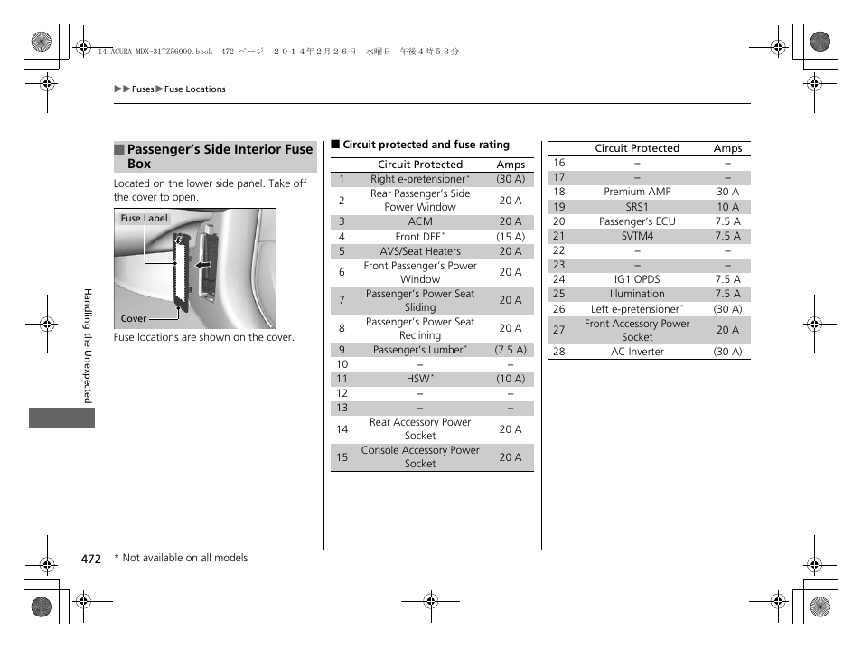 Acura 2014 MDX - Owner's Manual User Manual | Page 473 / 501