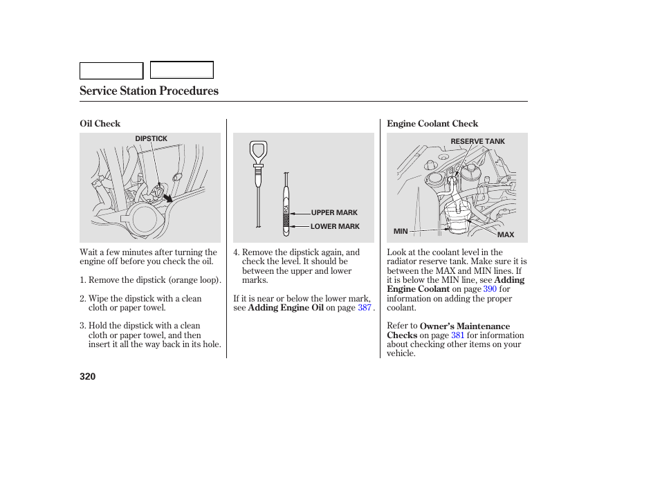 Service station procedures | Acura 2007 MDX - Owner's Manual User Manual | Page 324 / 479