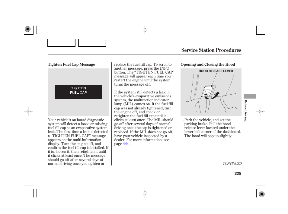 Service station procedures | Acura 2007 RL - Owner's Manual User Manual | Page 331 / 491