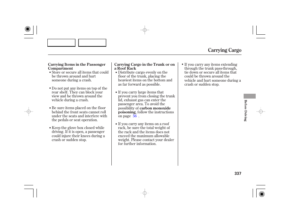 Carrying cargo | Acura 2007 RL - Owner's Manual User Manual | Page 339 / 491