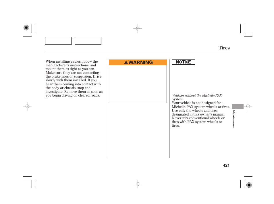 Tires | Acura 2007 RL - Owner's Manual User Manual | Page 423 / 491