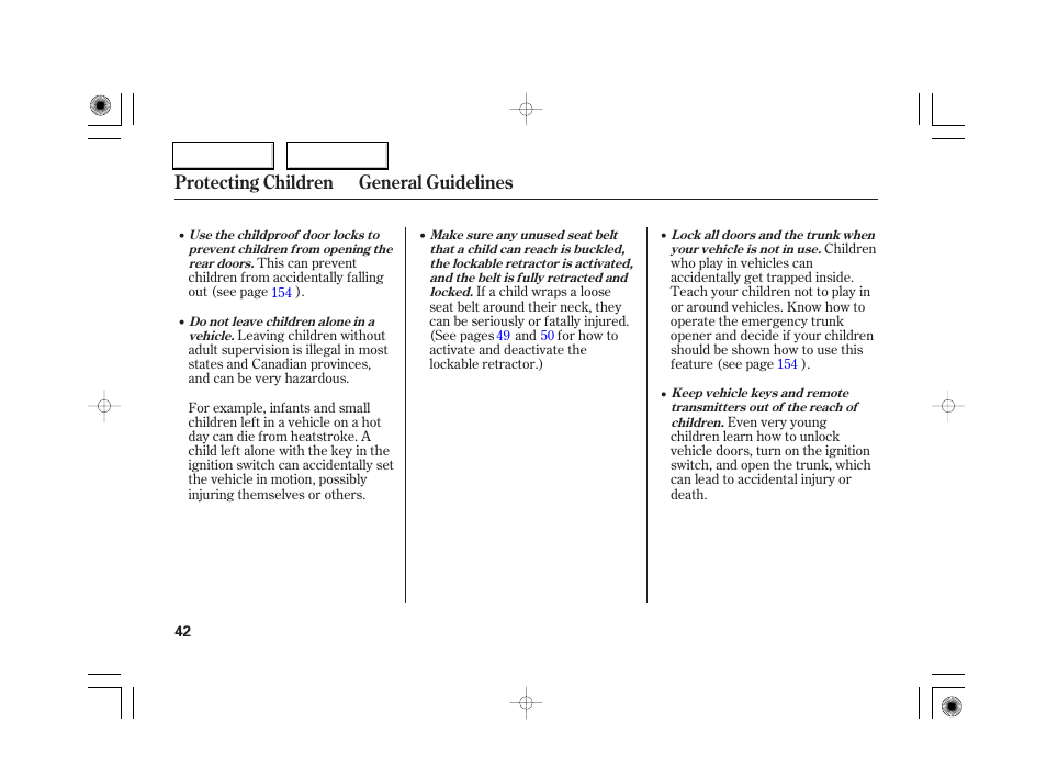 Protecting children general guidelines | Acura 2007 RL - Owner's Manual User Manual | Page 44 / 491