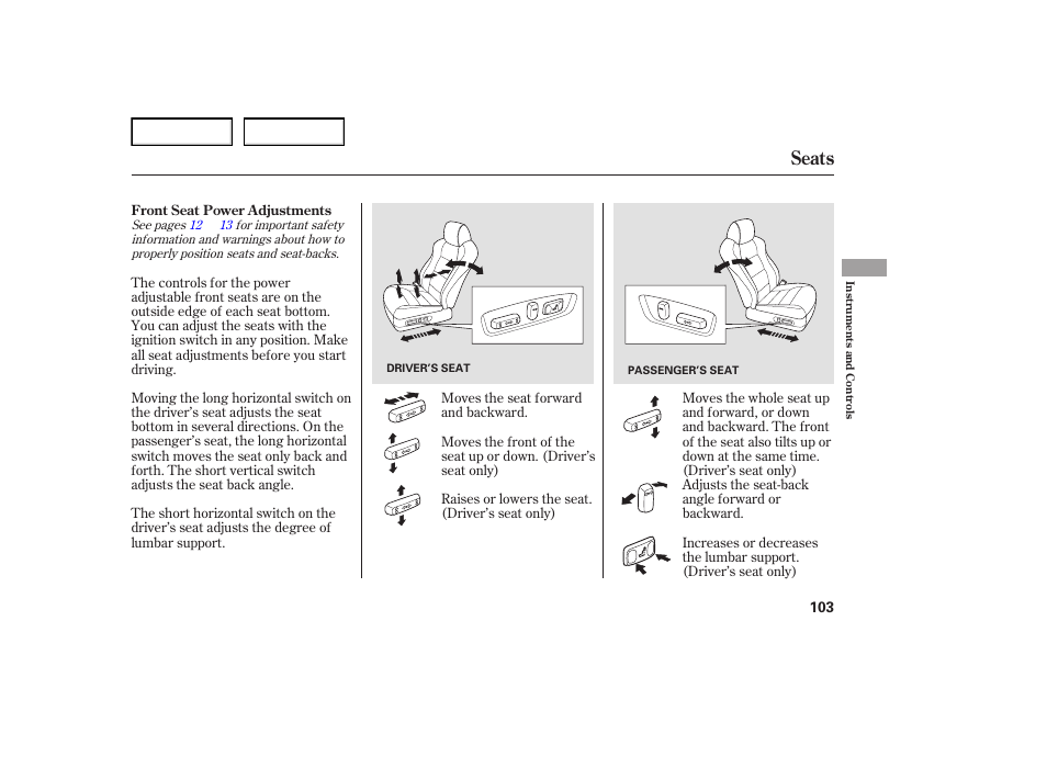 Seats | Acura 2007 TL - Owner's Manual User Manual | Page 106 / 369