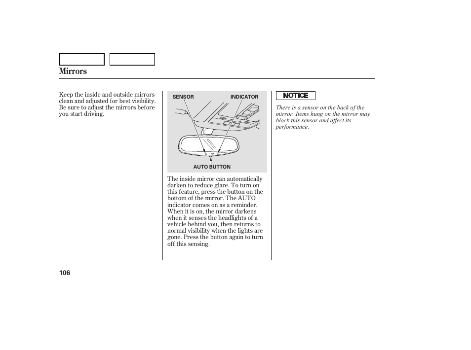 Mirrors | Acura 2007 TL - Owner's Manual User Manual | Page 109 / 369