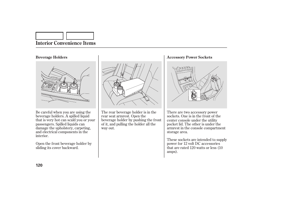 Interior convenience items | Acura 2007 TL - Owner's Manual User Manual | Page 123 / 369