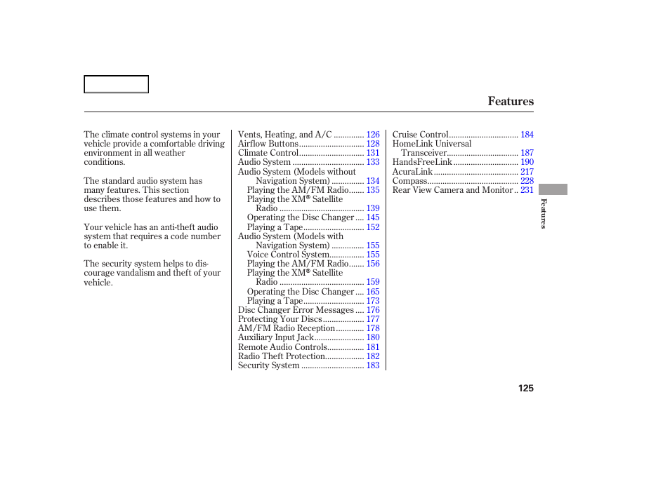 Features | Acura 2007 TL - Owner's Manual User Manual | Page 128 / 369