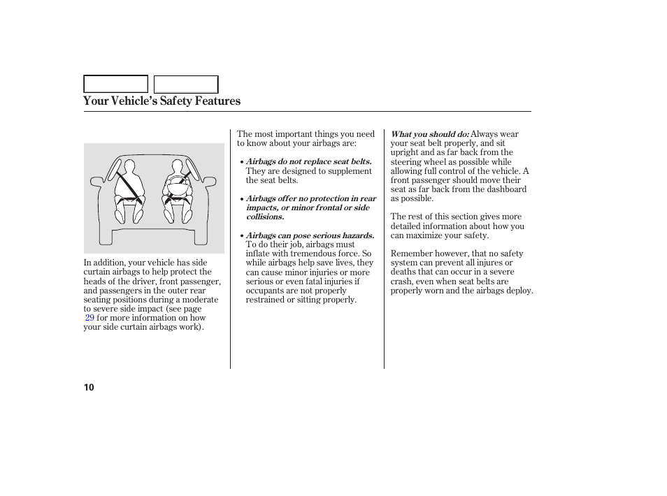 Your vehicle’s safety features | Acura 2007 TL - Owner's Manual User Manual | Page 13 / 369