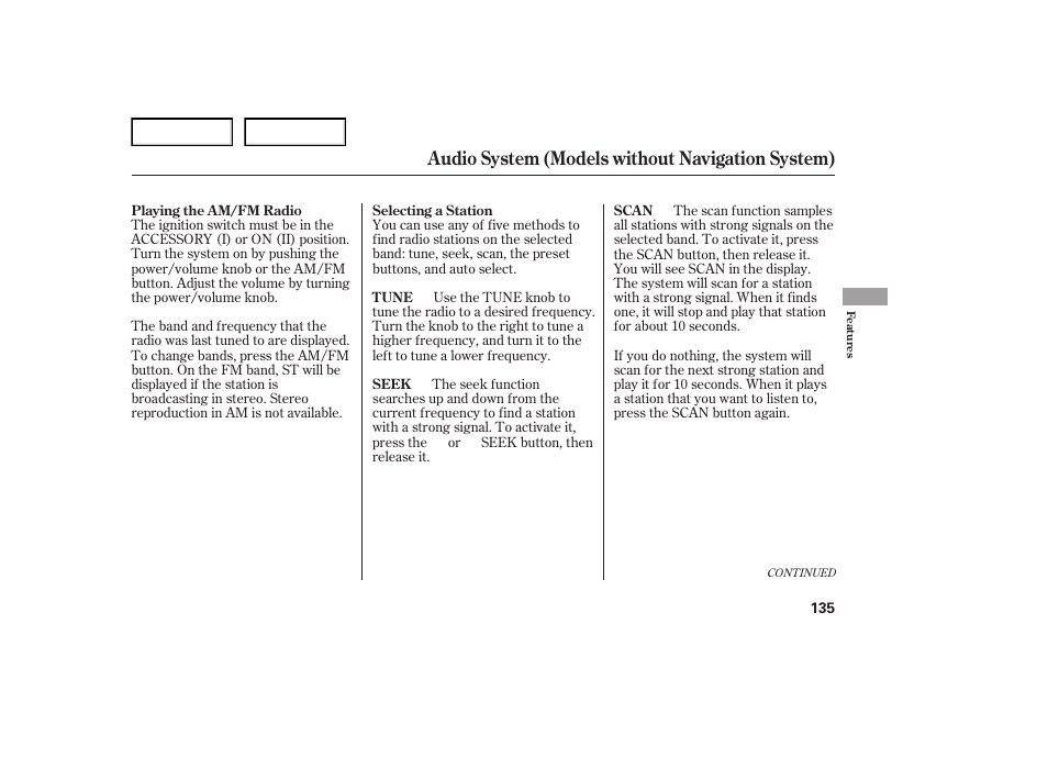Audio system (models without navigation system) | Acura 2007 TL - Owner's Manual User Manual | Page 138 / 369