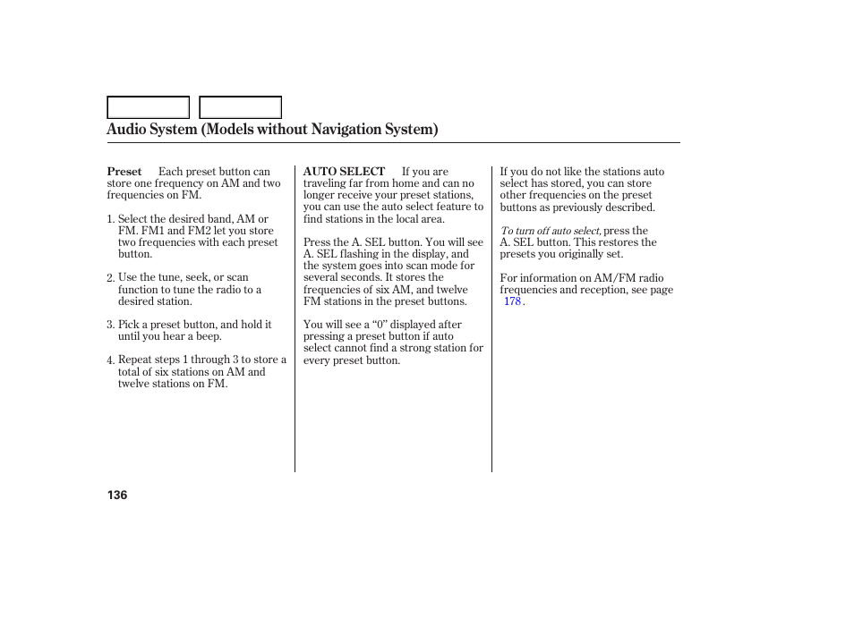 Audio system (models without navigation system) | Acura 2007 TL - Owner's Manual User Manual | Page 139 / 369