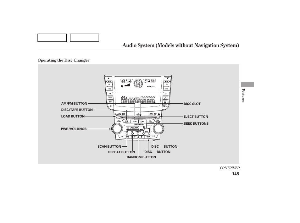 Audio system (models without navigation system) | Acura 2007 TL - Owner's Manual User Manual | Page 148 / 369