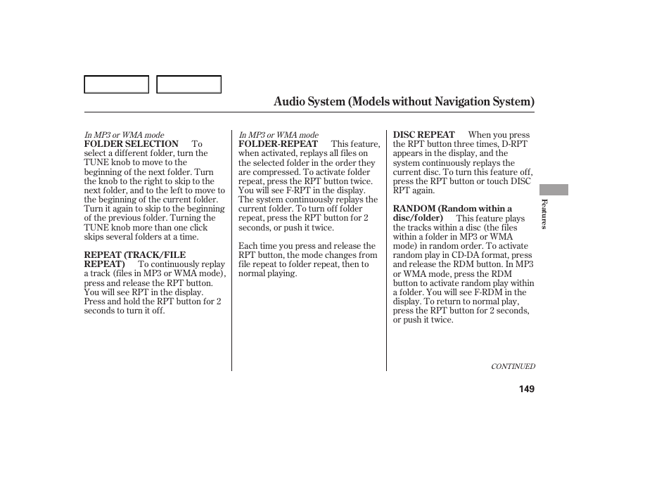 Audio system (models without navigation system) | Acura 2007 TL - Owner's Manual User Manual | Page 152 / 369