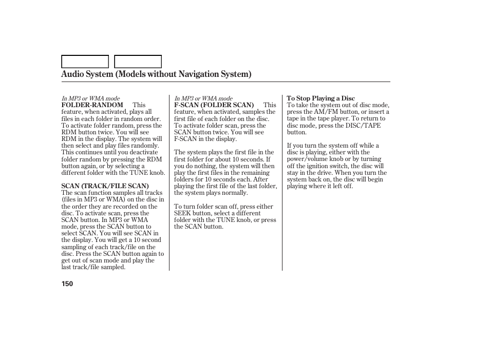 Audio system (models without navigation system) | Acura 2007 TL - Owner's Manual User Manual | Page 153 / 369