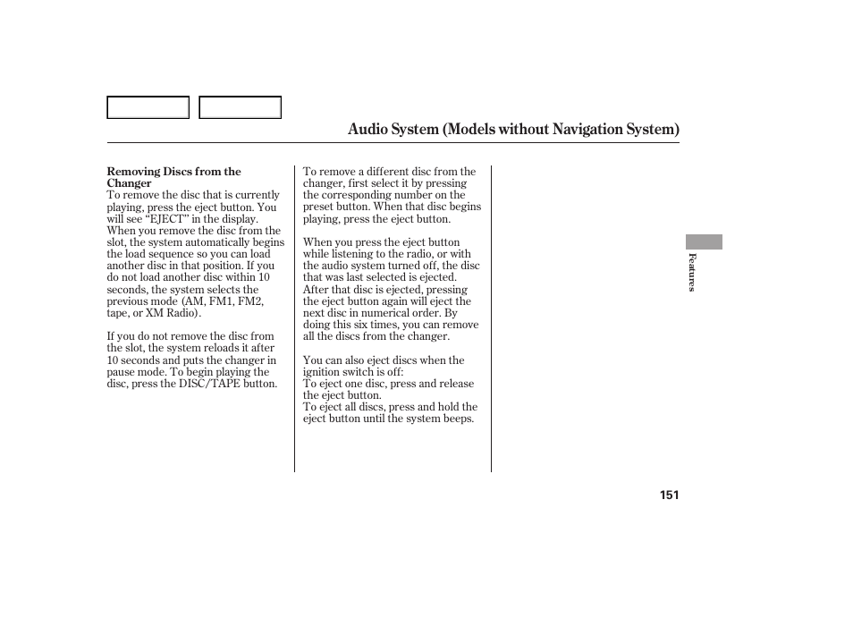 Audio system (models without navigation system) | Acura 2007 TL - Owner's Manual User Manual | Page 154 / 369