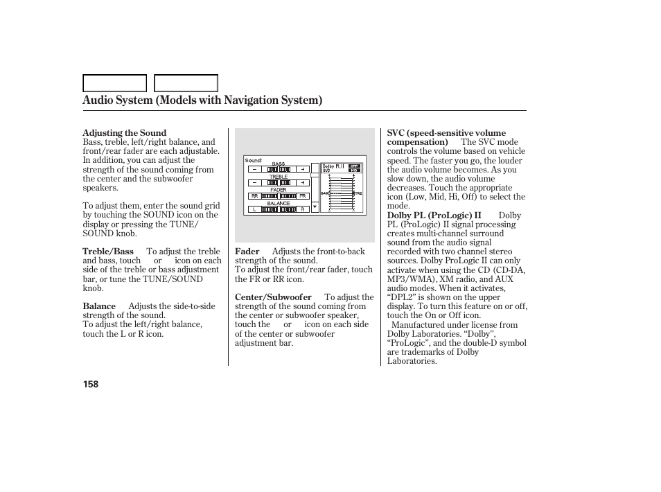 Audio system (models with navigation system) | Acura 2007 TL - Owner's Manual User Manual | Page 161 / 369