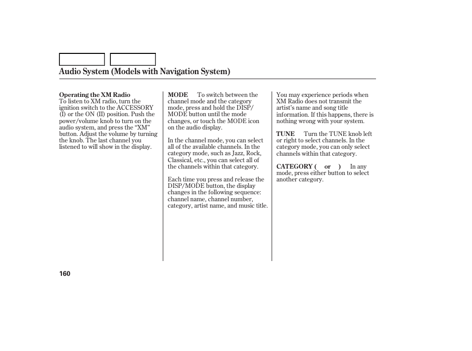 Audio system (models with navigation system) | Acura 2007 TL - Owner's Manual User Manual | Page 163 / 369