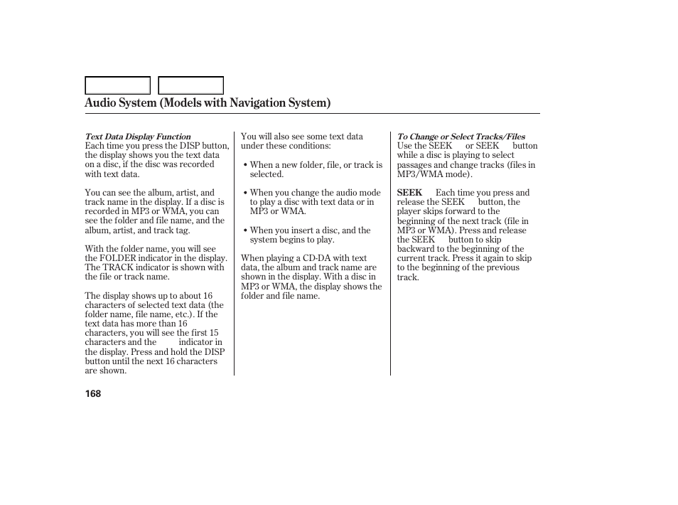 Audio system (models with navigation system) | Acura 2007 TL - Owner's Manual User Manual | Page 171 / 369