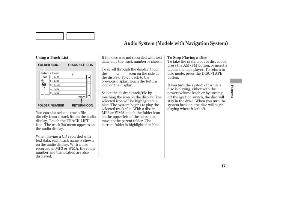 Audio system (models with navigation system) | Acura 2007 TL - Owner's Manual User Manual | Page 174 / 369