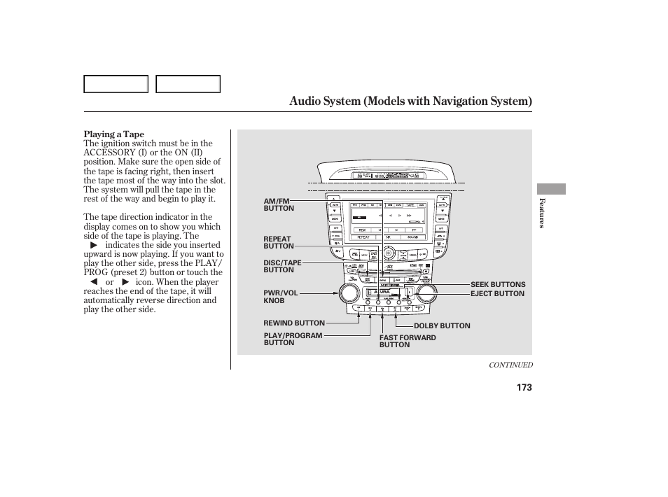 Audio system (models with navigation system) | Acura 2007 TL - Owner's Manual User Manual | Page 176 / 369