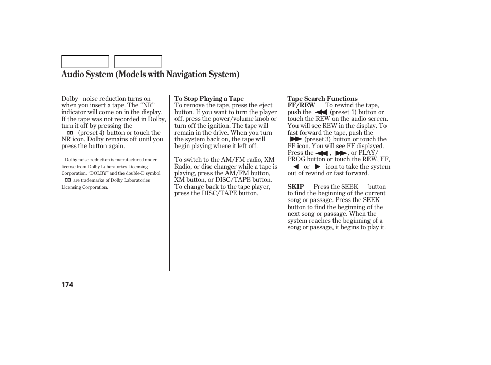 Audio system (models with navigation system) | Acura 2007 TL - Owner's Manual User Manual | Page 177 / 369