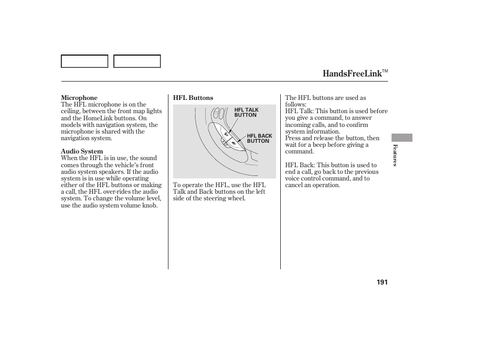 Handsfreelink | Acura 2007 TL - Owner's Manual User Manual | Page 194 / 369