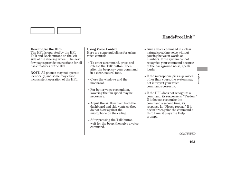 Handsfreelink | Acura 2007 TL - Owner's Manual User Manual | Page 196 / 369