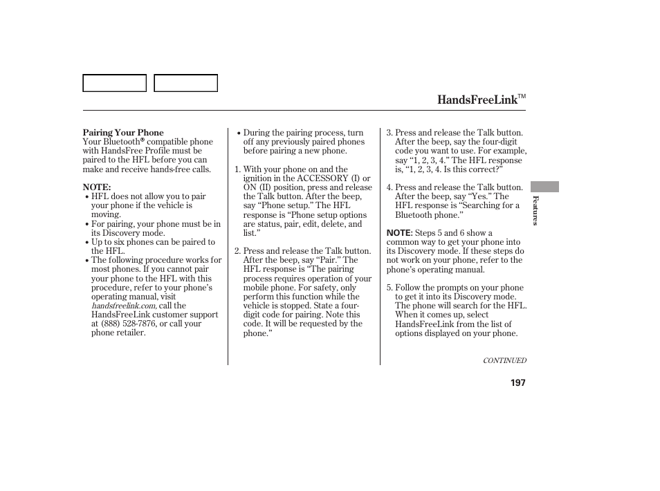 Handsfreelink | Acura 2007 TL - Owner's Manual User Manual | Page 200 / 369