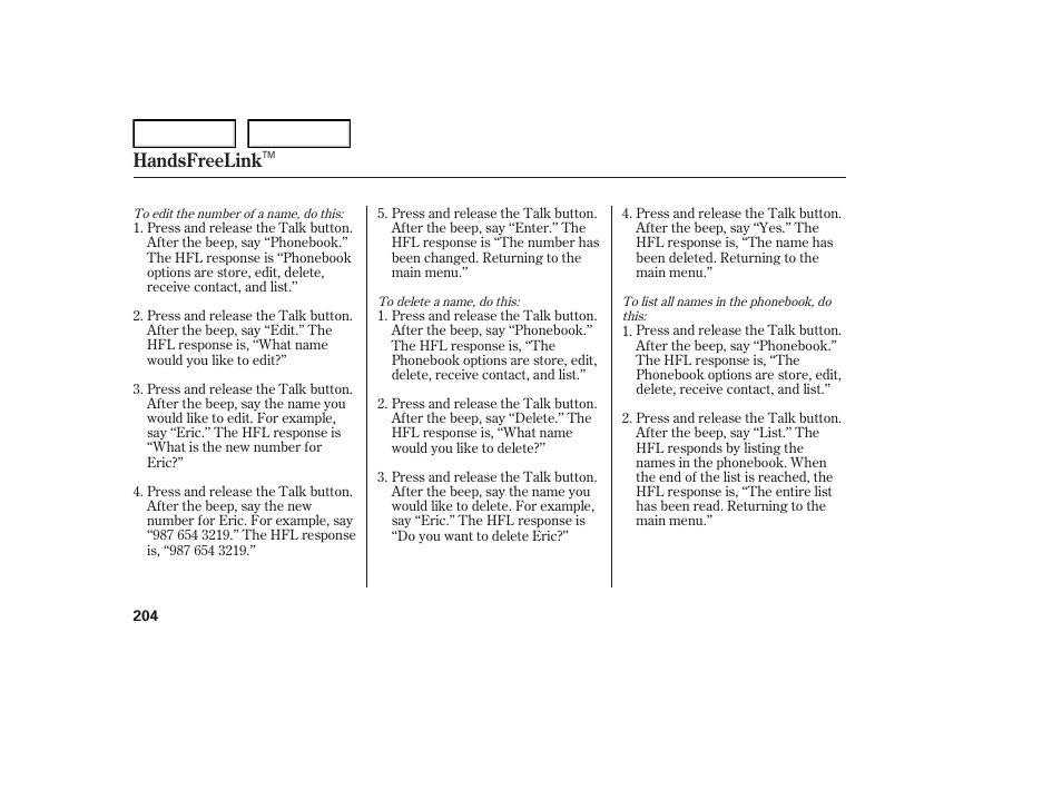 Handsfreelink | Acura 2007 TL - Owner's Manual User Manual | Page 207 / 369